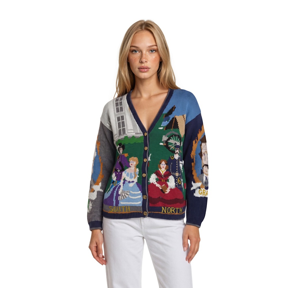 Design Options Cardigan Sweater Women's Size Small Americana Civil War Vintage